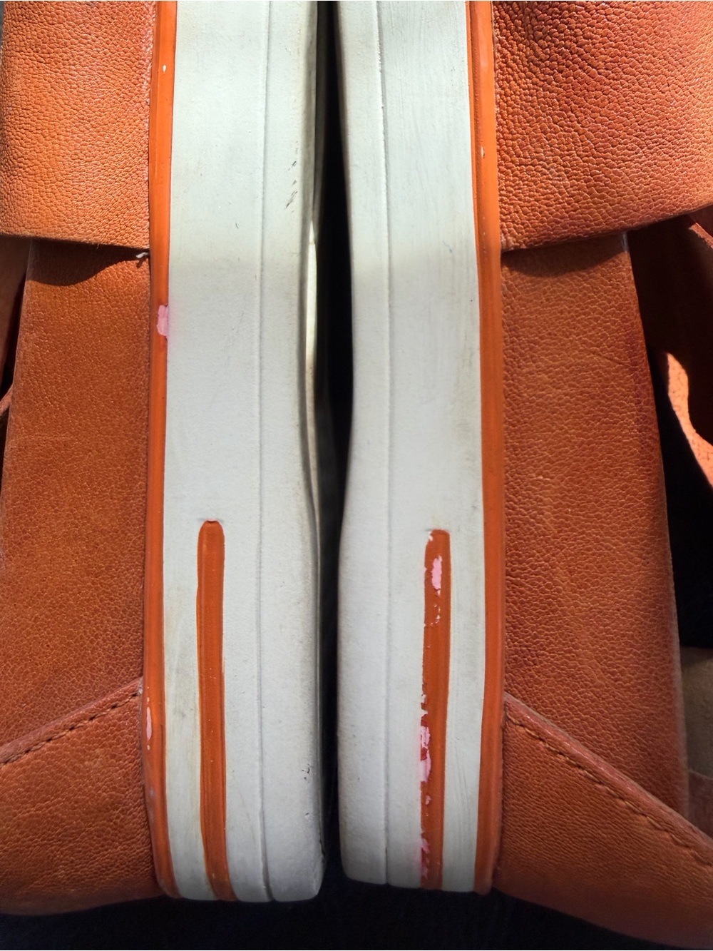 Eileen Fisher Orange Leather Crisscross Strap Sandals - Picture 8 of 8